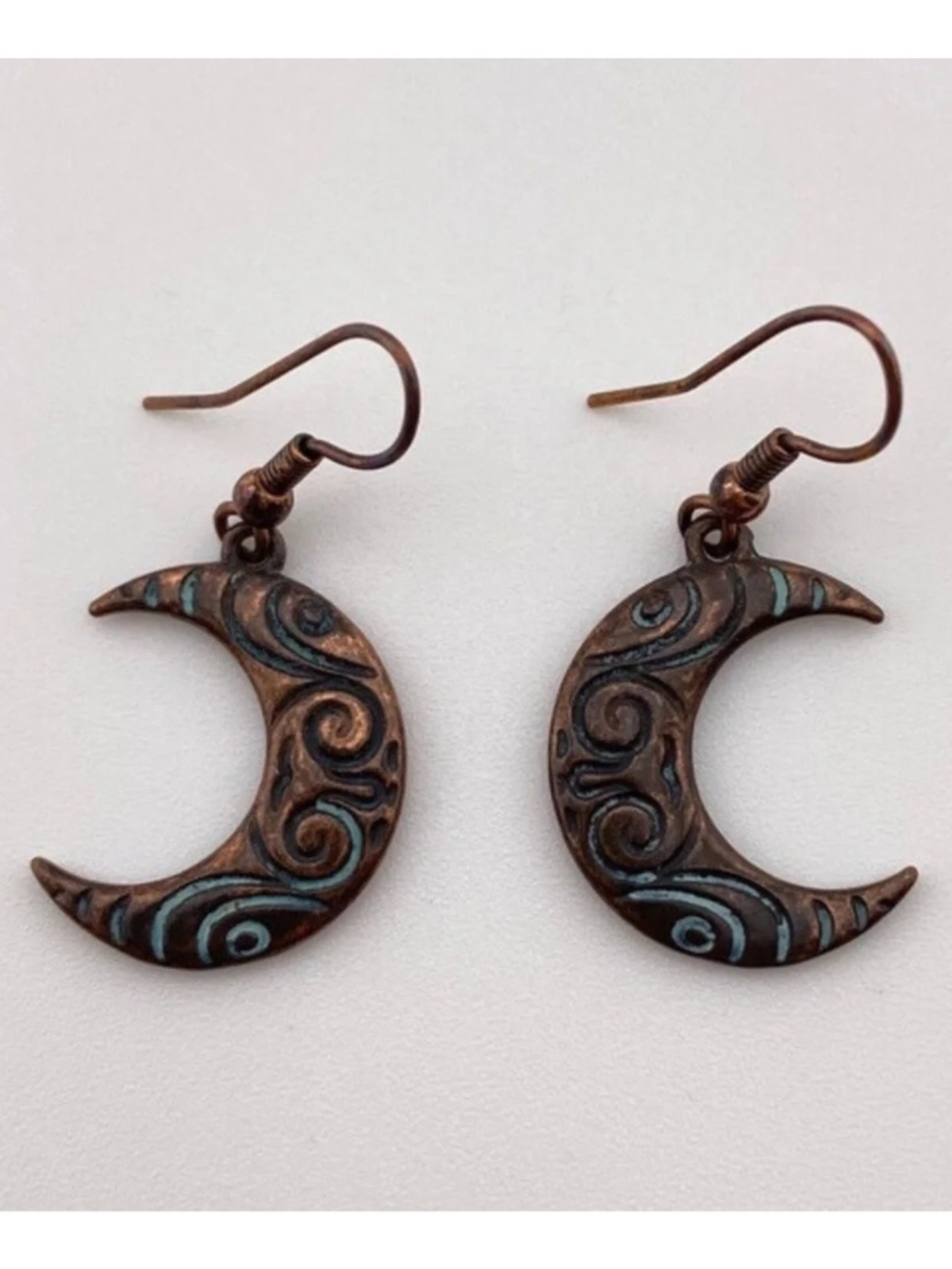 (8) Crescent Moon Patina Earrings